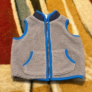 Gray Fleece Vest with Blue Trim